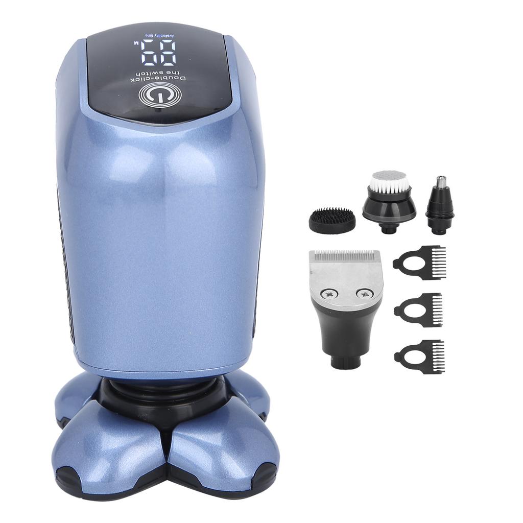 Multi Functional Electric Razor Sideburns Nose Hair Trimmer Facial Cleansing Brush Sky Blue