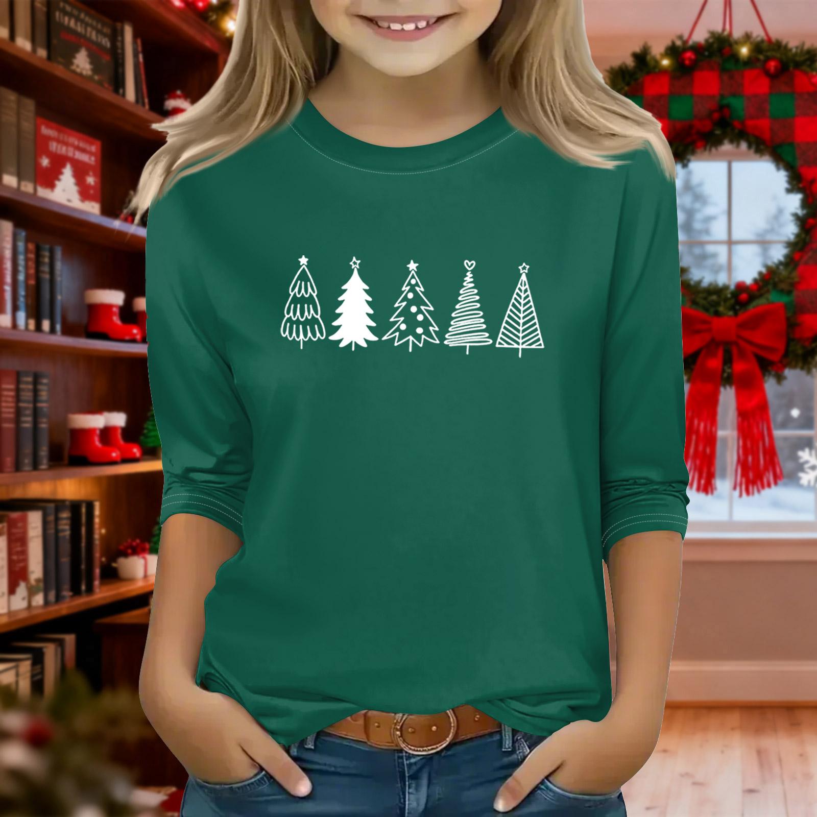 

Принтованные топы для девочек-подростков, футболки с круглым вырезом и рукавами 3/4, модные топы для наряда 120