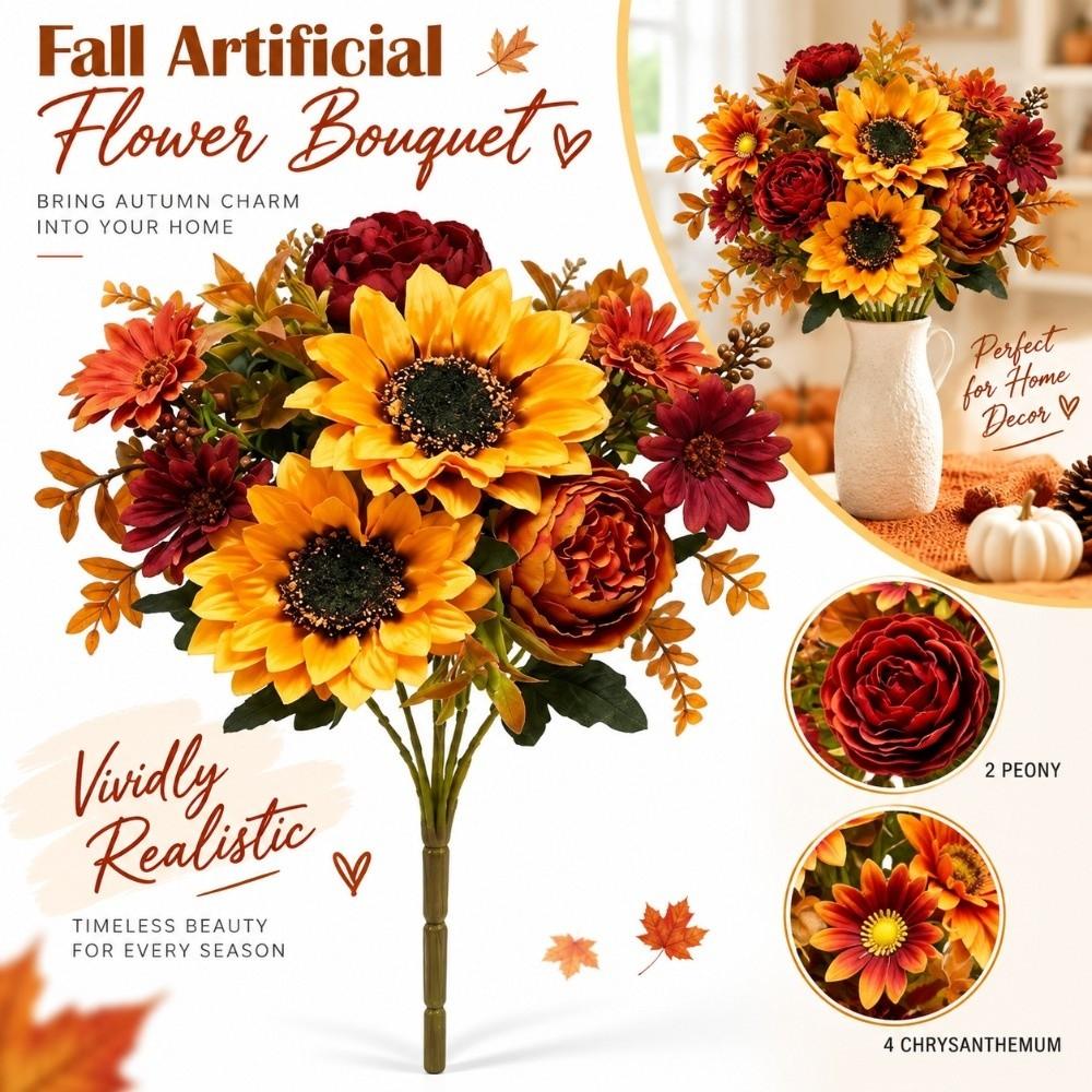 Autumn Theme Faux Daisy Flowers Realistic Appearance Fake Flower Decor Home Decor