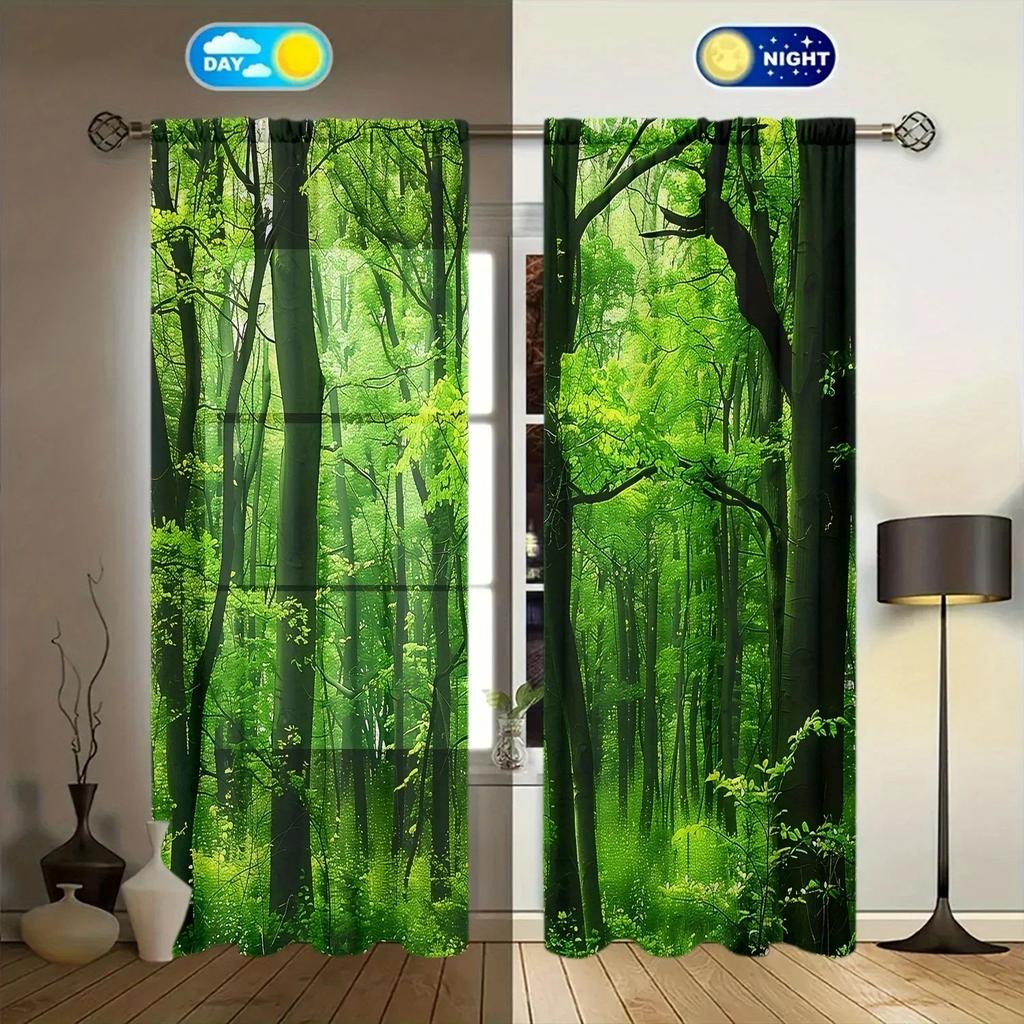 Vikama Forest Sanctuary Curtains Living Room Bedroom Natural Theme Feature Wall Curtain With Darkening Polyester Perfect For Sitting
