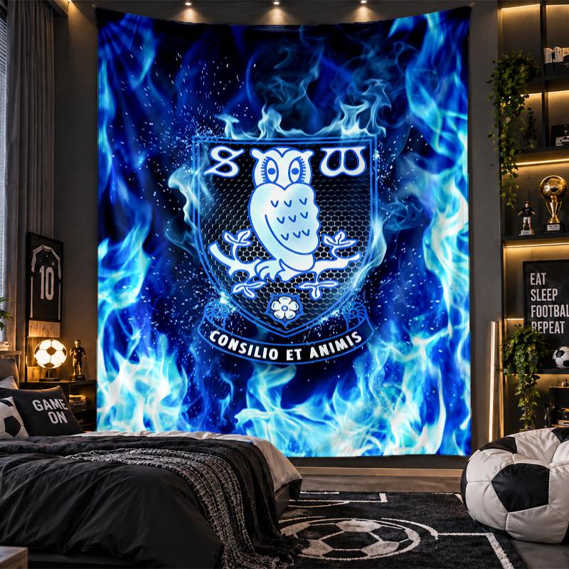 Wall Hanging Tapestry Sheffield Wednesday Football Print Cloth for Living Room Bedroom Home Decor