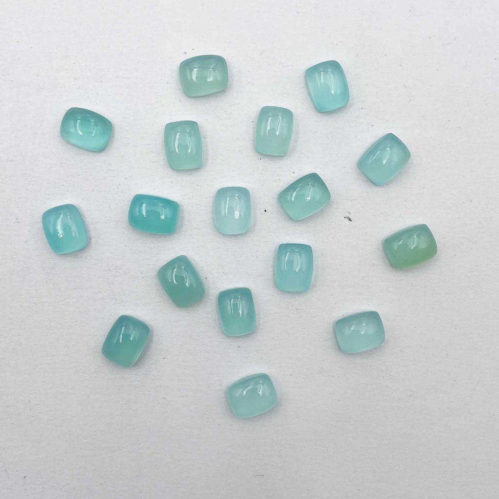 Natural Aqua Chalcedony Rectangle Cushion Cabochon Loose Gemstone Lot 17 Pcs 7*9 MM 43 CT For Jewelry Making