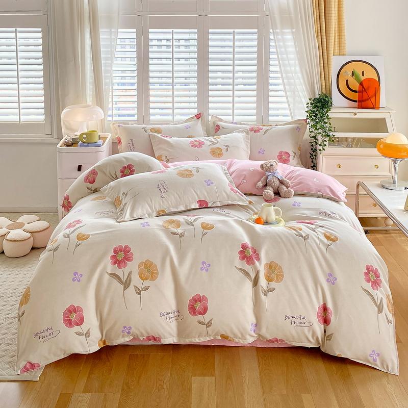 3/4Pcs Colorful Love Duvet Cover Set Letter Print Double Queen Bedding With Zipper Soft Breathable Quilt Cover Machine Washable