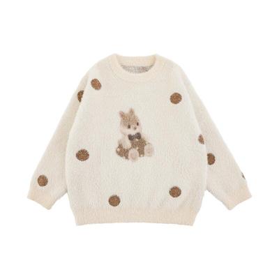 Yoyou Girls' 2025 Winter Cartoon Faux Mink Sweater