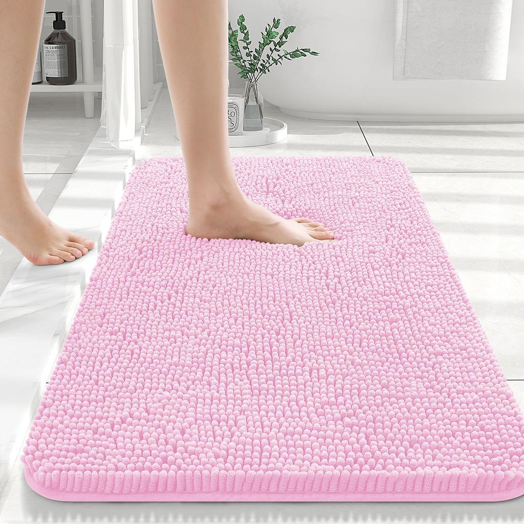 HAPIHAPPY New Chenille Bathroom Rug Mat Extra Soft Thick Absorbent Shaggy Bath Mats Non-Slip Machine Wash Dry Plush Bath Rugs
