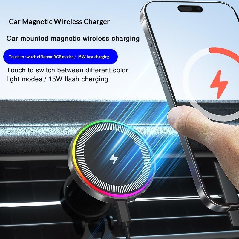 Magnetic Wireless Charging, Car Wireless Charger 15W Fast Charging Car Bracket