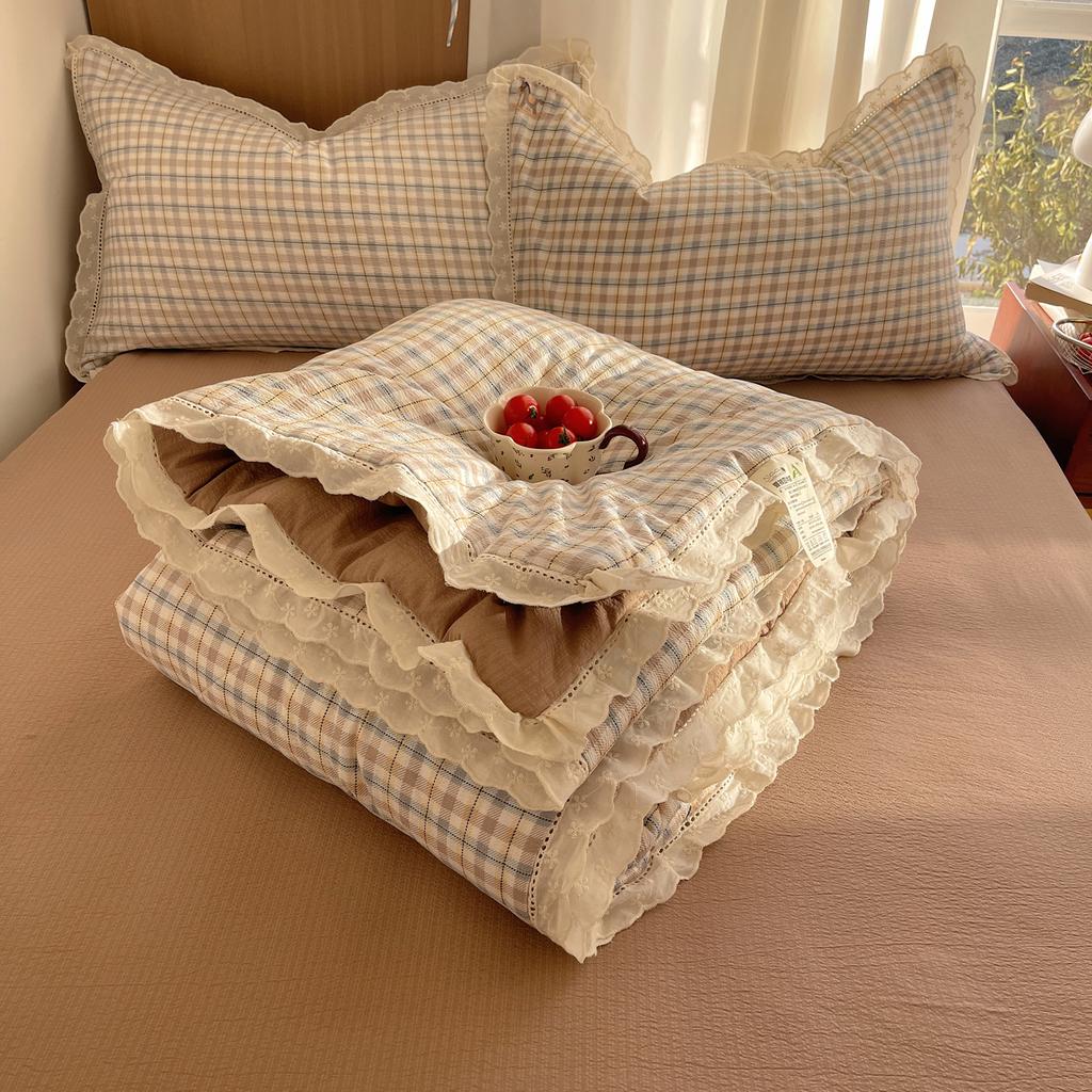 Wrinkled yarn summer blanket, air conditioner, four piece set, new Jinke machine washable lace dormitory, summer cool blanket, thin blanket