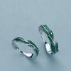 Buyee 925 Sterling Silver Fashion Ring Finger Light Green Leaf Open Ring for Woman Man Party Fine Jewelry Circle with Box