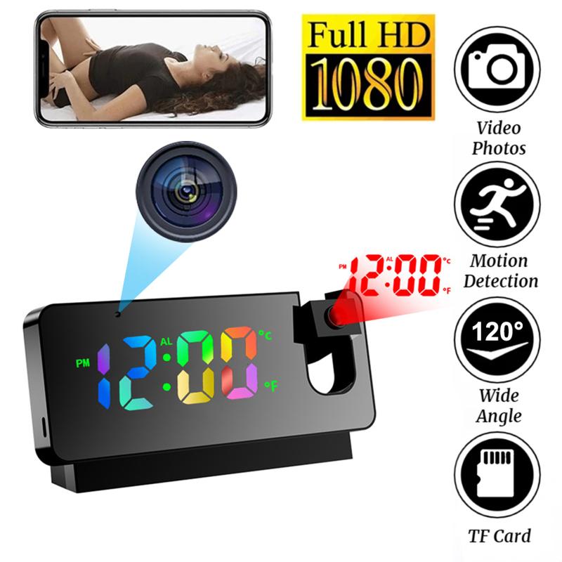 Buy Hd 1080p Digital Projection Clock Wifi Mini Camera Ceiling Projection Alarm Clock Home