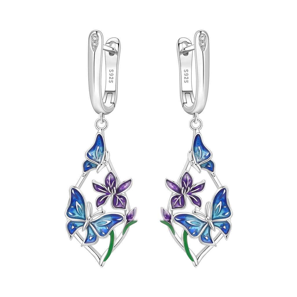 Orstarry 925 Sterling Silver 18k Golden Butterfly Insect Drop Earrings Women Earrings Birthday Party Jewelry Fine Original Gifts