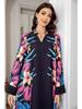 0808 Cross-Border Muslim Women's Printed Long Robe Dress - Middle East & Western Styles
