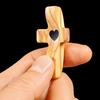 Olive Wood Cross Decoration Emotional Support Love Heart Pocket Hug Cross Men Women Faith Prayer Cross My Heart Encouragement Gift