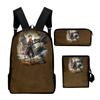 Classic Octopath Traveler Game 3D Print 3pcs/Set pupil School Bags Laptop Daypack Backpack Inclined shoulder bag Pencil Case