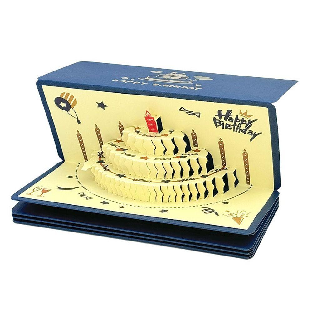 Creative Folding 3 D Birthday Red Envelope Pop-Up Best Wishes Lucky Money Envelope Traditional Red Pocket Birthday Party
