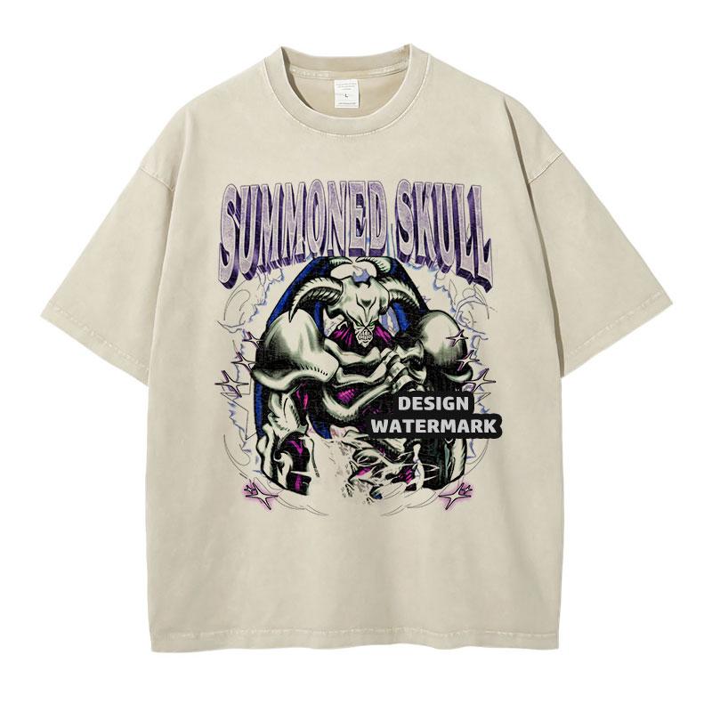 Anime Yu Gi T Shirts Manga Vintage Washed Oh Blue Eyes White Dragon Tshirt Oversized Yugioh T Shirt Retro Tops Tees Man Cotton