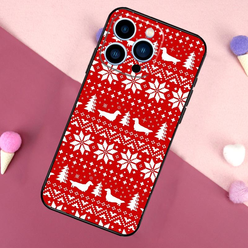 Dachshunds Christmas Sweater Pattern Phone Case For iPhone 16 15 13 12 11 14 Pro Max Mini X XR XS 14 Plus Cover