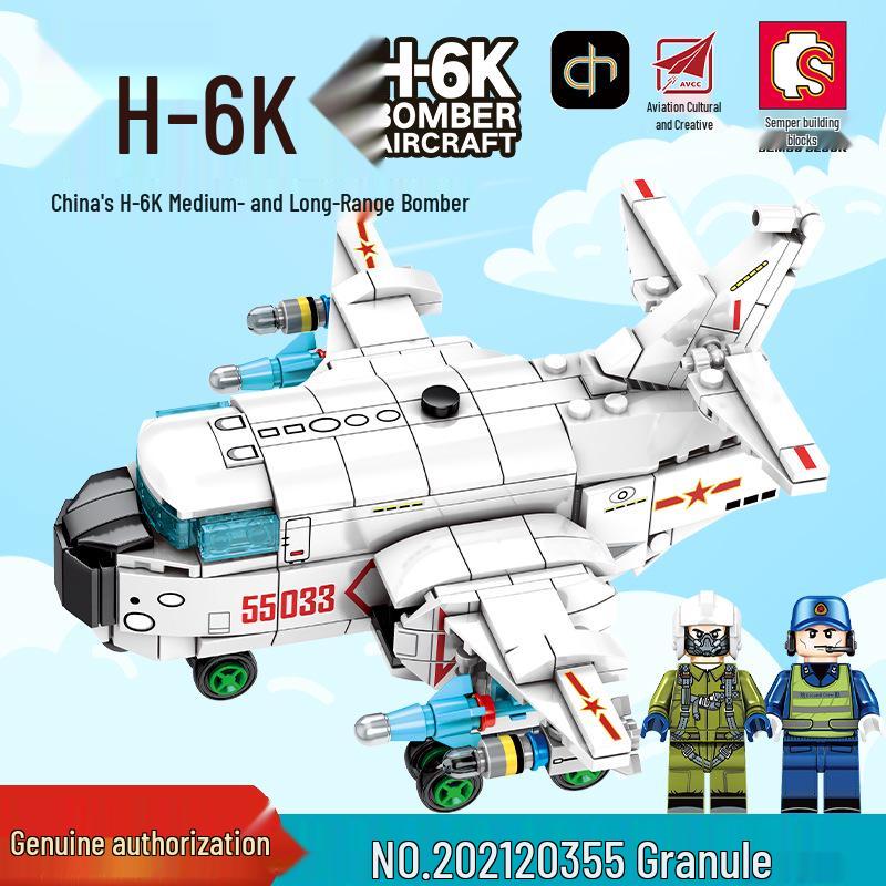 Senbao H-6K Bomber Model Kit: Medium-Long Range Military Aircraft Building Toy for Boys