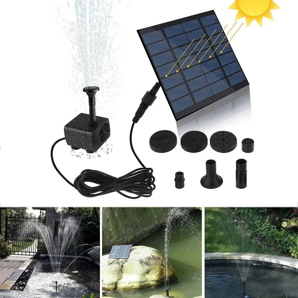 

4 Nozzles Solar Fountain Pump DC Brushless Solar Water Fountain Solar Panel Water Pump Bird Bath 11CM