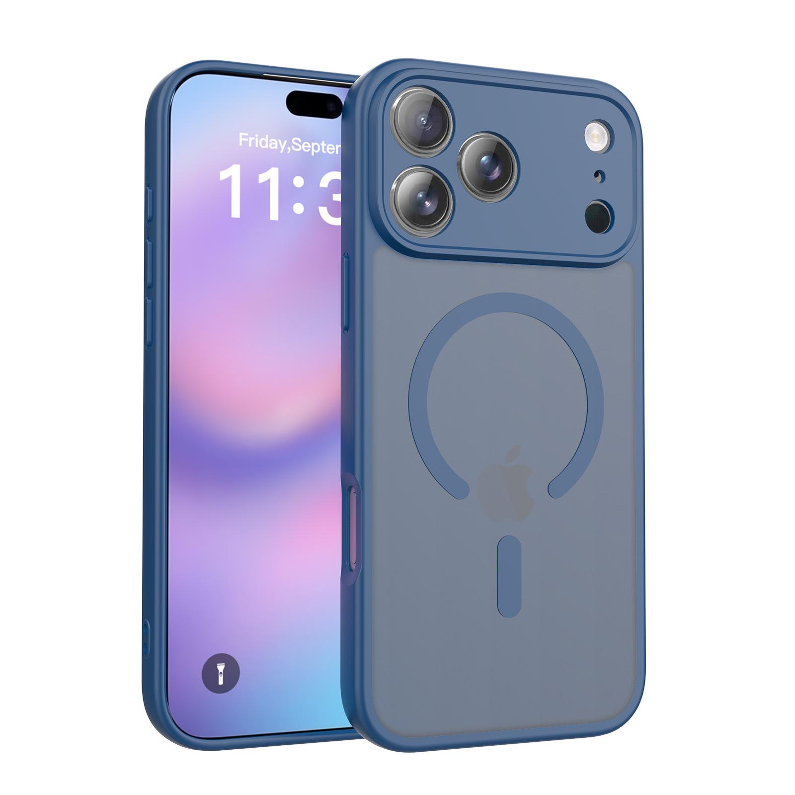 Магнитный матовый чехол-пленка для iPhone 16 Pro Max - Противоударный, с дизайном из мелких отверстий iPhone 15