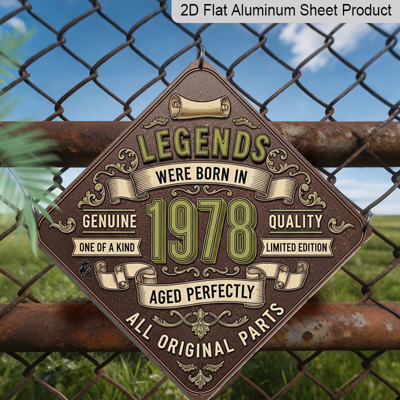 

2D Flat, 1pc Legends Were Born in 1978 Vintage Aluminum Sign - Year of Birth Wall Plaque for 1978 Born, Retro for Man Cave Garage Office Decor 20*20cm