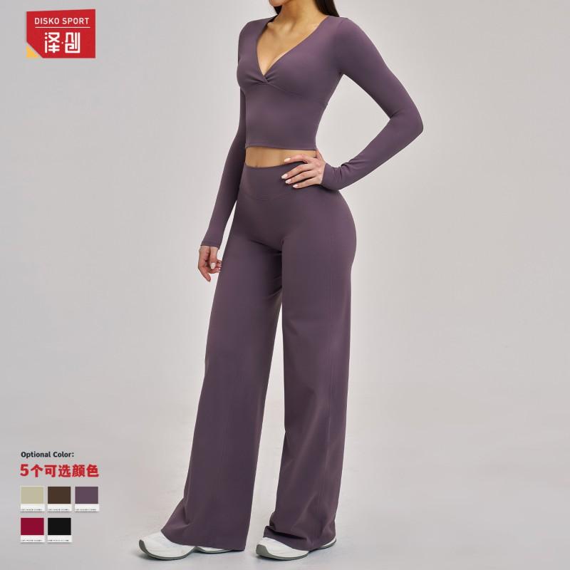 Womens Long Sleeve Yoga Set Slim Fit Sports Outfit Casual Activewear Gym Workout Daily Wear