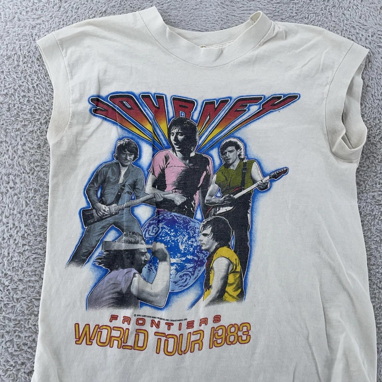 

Vintage Journey Frontiers Concert Muscle Shirt XS World Tour 1983 Rock 80s Tee 4XL