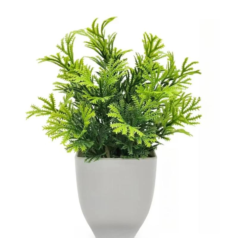 1PC Artificial Plant with Plastic Pot for Home Office Desk Living Room Bedroom Decor Fake Greenery No Maintenance Required
