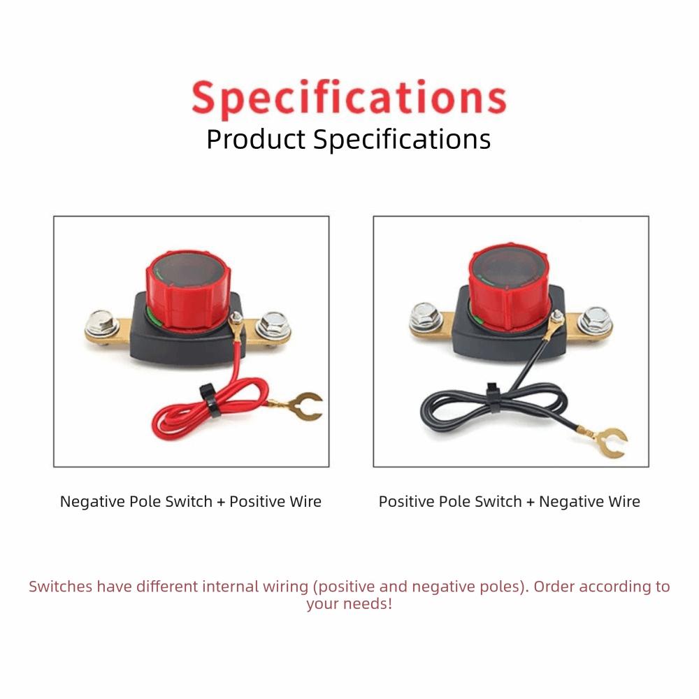 Brass Screw Hole Battery Disconnect Switch Positive Negative Pole Power Switch LED Voltmeter  Cars