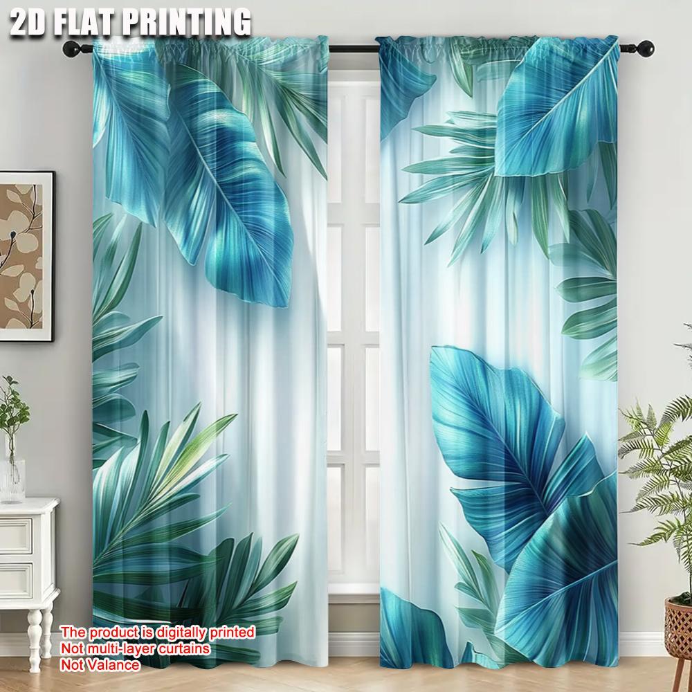 2pcs   Upscale Curtains 2D print Teal Peacock And Turquoise Feathers Versatile Polyester (without rod) Decorations For Home Use