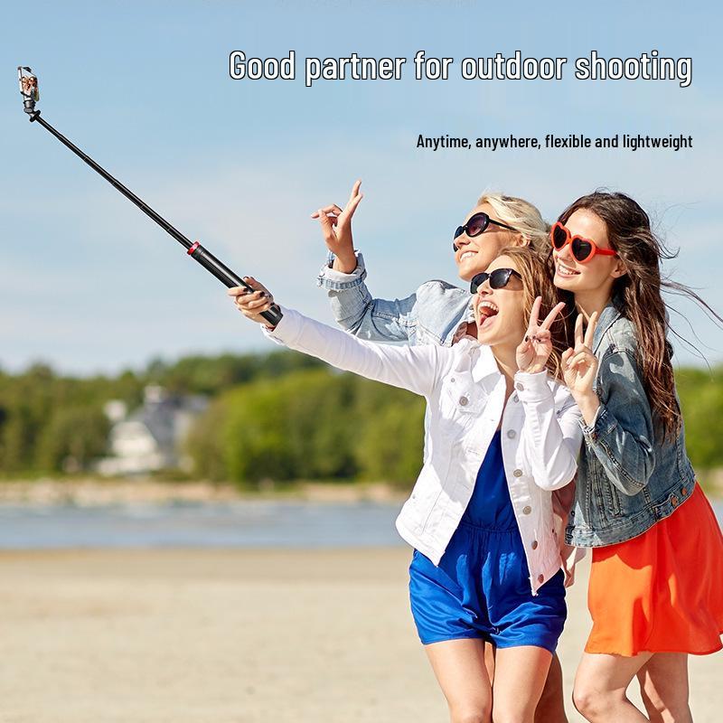 Outdoor 2m Floor Stand Tripod with Four-Stage Height, Reinforced Support, Phone Clip, and Telescopic Four-Section Portability
