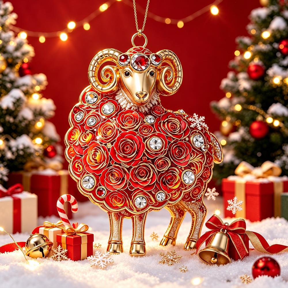 Shining Goat Pendant Artificial Rhinestone Animal Hanging Decoration Festive Occasions