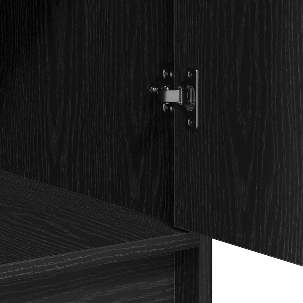 Makeup Table with Mirror Lighting (3 pcs) Black Particleboard