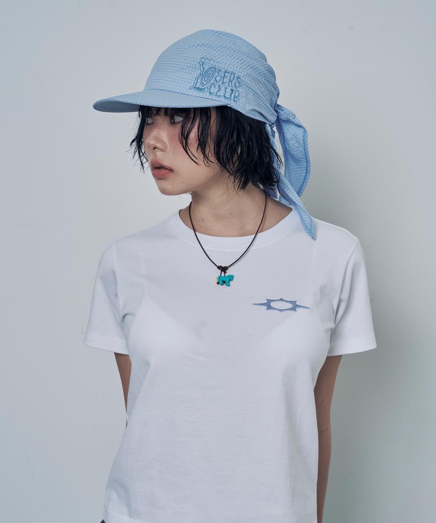 Lujeoseukeulleob Seersucker Scarf Bandana Cap Sky Blue