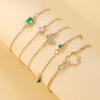 Euro-American Fashion Women's 5-Piece Rhinestone Heart Ankle Chain Set, Adjustable & Multi-Style