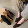 Fashion Comemore French Retro Suede Square Head Shallow Mouth Single Shoes for Women 2025 Spring Autumn New Temperament Slip On Flats