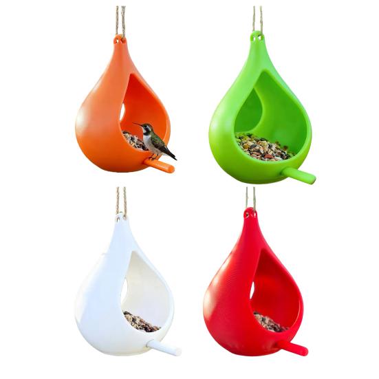 Wiszący karmnik dla ptaków w kształcie kropli, karmnik dla kolibrów z grzędą, łatwy do napełniania, wiszący karmnik dla ptaków, na zewnątrz, balkon, ogród