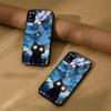 Case for realme C17 7i Anime Black Cat Starry Cloud Print Phone Cover Acrylic Hard Back Shell With Flexible TPU Edge
