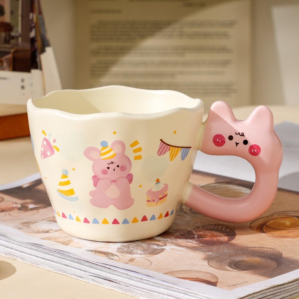 Rabbit children's gift cartoon ceramic mug cute high-value water cup home student breakfast cup souvenir