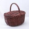 Brown White Handhold Weaving Basket With Handle Basket with Handle  Vegetables Fruit