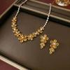 Zircon Lemon Yellow Necklace & Earrings Set - European & American Style, Plum Blossom Design, Fashion Trend Clavicle Chain