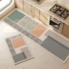 2-Piece Set Geometric Patterned Rugs Water-Absorbent Quick-Dry Kitchen Mats Bathroom Anti-Slip Door Mats Home Decor