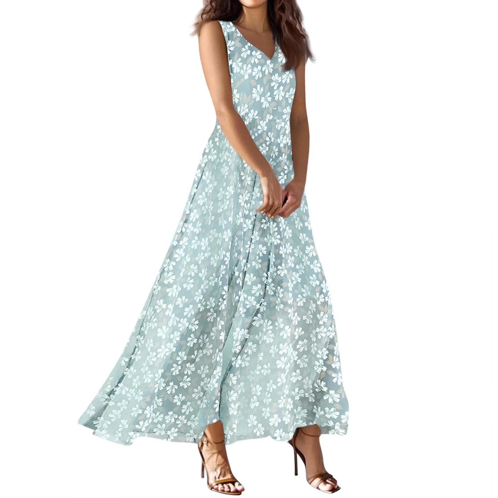 Women s Summer Casual Fashion  Dress V Neck Sleeveless Dress L