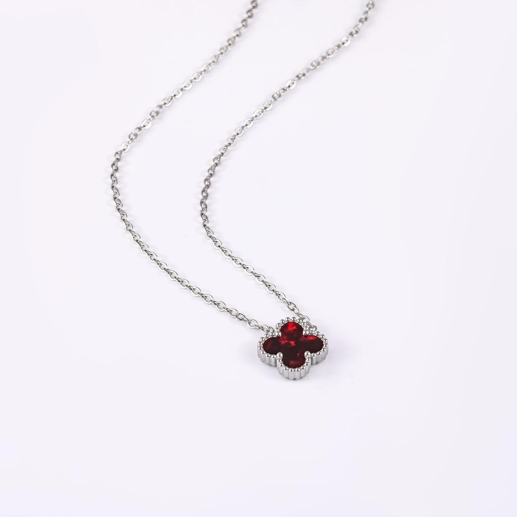 Non-fading High-quality Jewelry Double-sided Four-leaf Clover Necklace Women's Live Broadcast Hot-selling Titanium Steel Collarbone Chain
