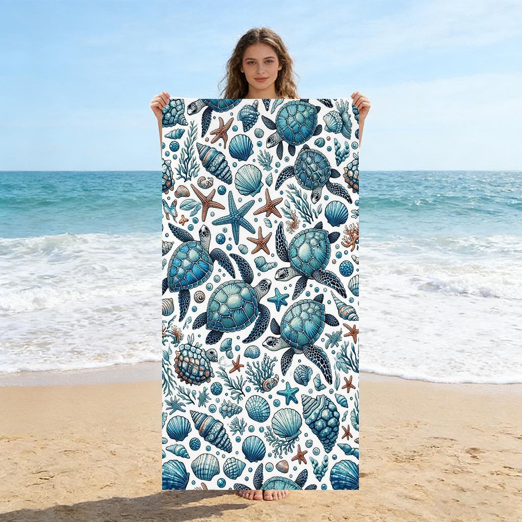 

Seaside Vacation Elements Beach Towel Quick-drying Super Absorbent Suitable for Swimming Beach Pool Gym Summer Gift for Friends W30*H60(CM)