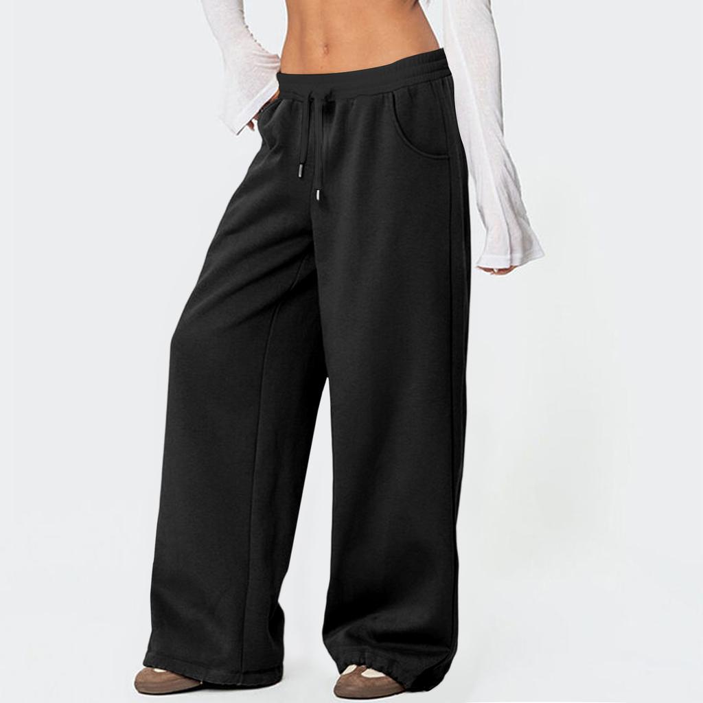 Pantaloni della tuta da donna a gamba dritta colorati a vita alta a gamba larga