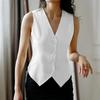 Vintage Style Commuter Style Classic White Waistcoat with Simple Slim Elegant Single