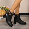 Fashion Autumn and Winter New Style Comfortable and Versatile Casual Square Toe Thick Heel Solid Color Fashion High Heel Women's Boots