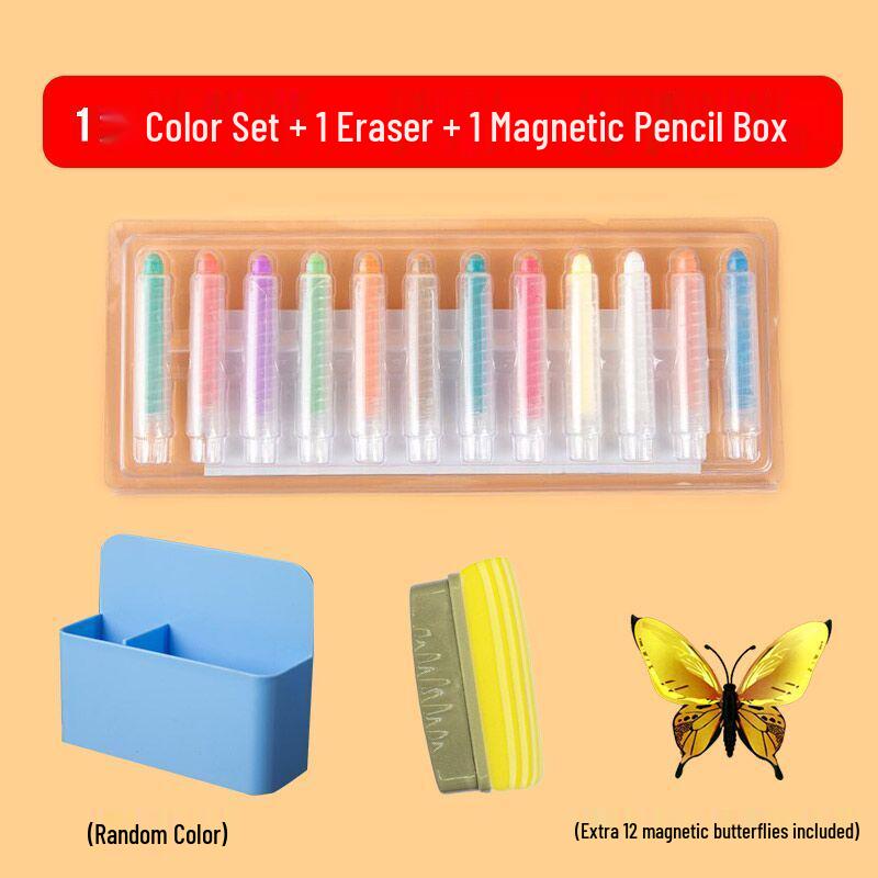 Set di Gessetti Colorati e Penne per Lavagna a Base d'Acqua e Pellicola Murale – Senza Polvere, Solubili in Acqua, Sicuri per Insegnanti e Bambini.