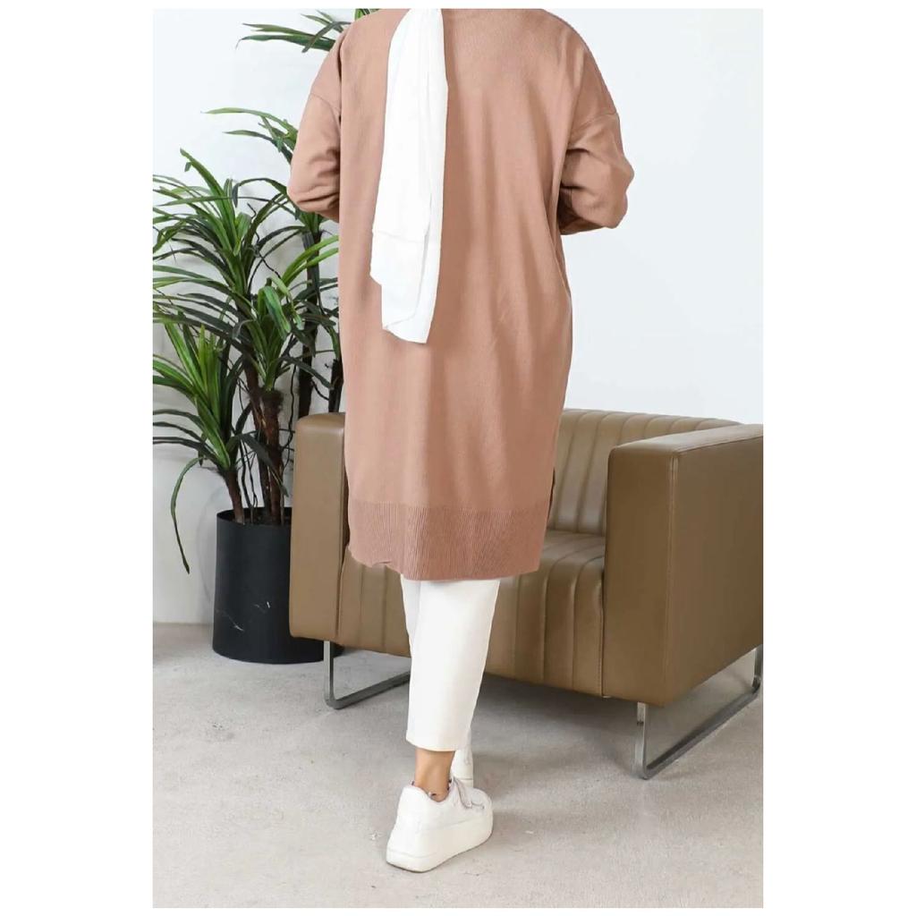 Mink Crew Neck Thin Mercerized Loose Knitwear Tunic