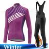 Velvet Warm Cycling Suit Set Women Fashion Long Sleeves Cycling Jersey Set Thermal Fleece Female MTB Road Bike Mallot Ciclismo Hombre
